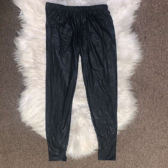 VTG Leather Wet Look Metallic Leggings - Picture 8 of 8